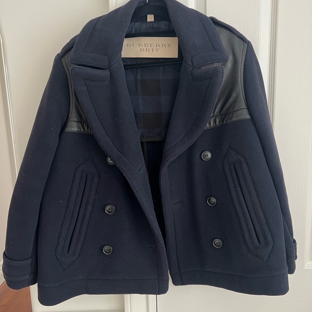 Burberry Navy Wool Coat